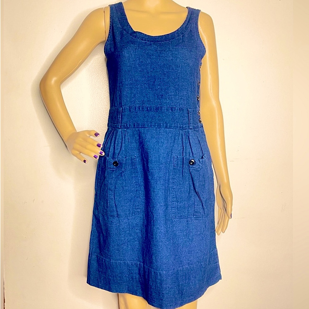 MHL Margaret Howell blue chambray pinafore minidress